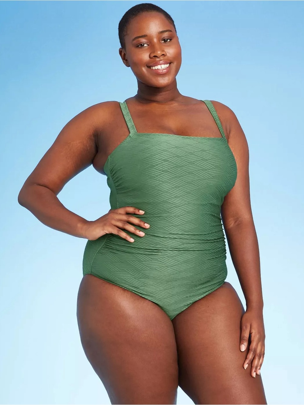 NWOT Kona Sol Green Textured One-Piece Swimsuit Plus Size 20W
